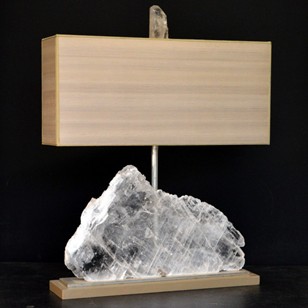 ONE OFF Fabulous  Satin Spar slab table lamp.